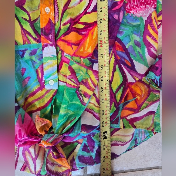 Lauren Ralph Lauren Vibrant Tropical Pribt Top Size XXL - Picture 6 of 11